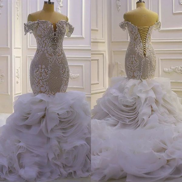 gorgeous mermaid wedding dresses lace applicants off the shoulder lace up layered up tulle zipper court gown custom made plus size bridal go, White
gorgeous mermaid wedding dresses lace applicants off the shoulder lace up layered up tulle zipper court gown custom made plus size bridal go, White
