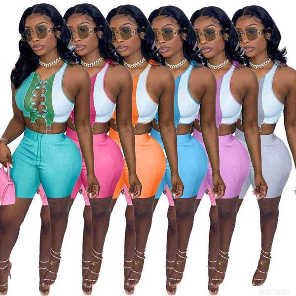 women designers clothes 2023 tracksuits for summer sport suits color contrast splicing strap hollow out two piece suit, Gray
women designers clothes 2023 tracksuits for summer sport suits color contrast splicing strap hollow out two piece suit, Gray