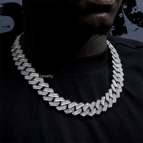18mm two row fashion jewelry hiphop icy vvs baguette miami cuban link necklace, Silver
18mm two row fashion jewelry hiphop icy vvs baguette miami cuban link necklace, Silver