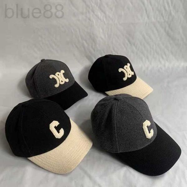 visors designer 2022 new autumn and winter woolen c-letter triumphal arch panel fashionable versatile baseball cap se16, Blue;gray