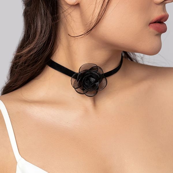 elegant velvet big rose flower short choker necklace for women sweet mesh clavicle chain aesthetic wed y2k accessories, Golden;silver
elegant velvet big rose flower short choker necklace for women sweet mesh clavicle chain aesthetic wed y2k accessories, Golden;silver