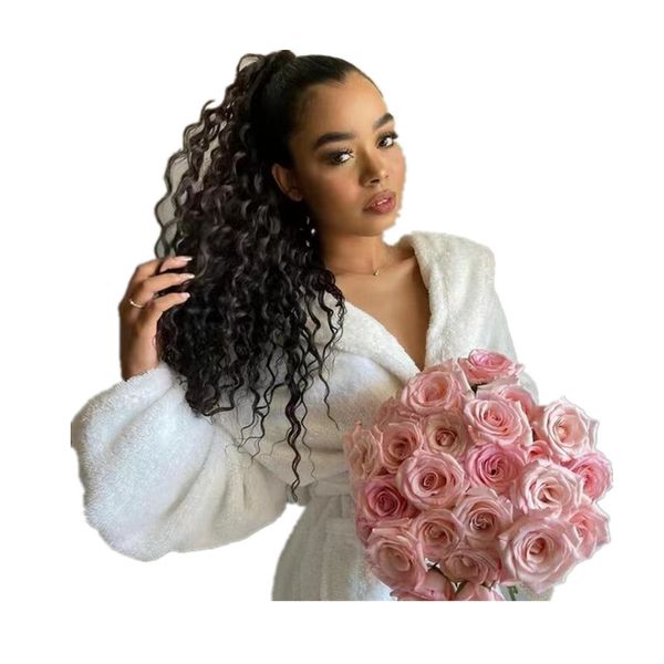 wrap around ponytail human hair brazilian kinky curly wave pony tail remy hair clip in extensions for women 160g, Black
wrap around ponytail human hair brazilian kinky curly wave pony tail remy hair clip in extensions for women 160g, Black
