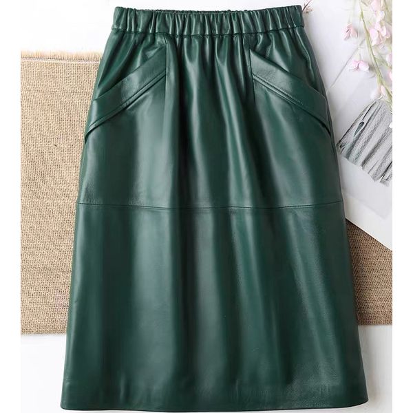 skirts leather with pockets women's midi leather women's true black and green sheepskin leather pencil skirt high waist 230406
skirts leather with pockets women's midi leather women's true black and green sheepskin leather pencil skirt high waist 230406