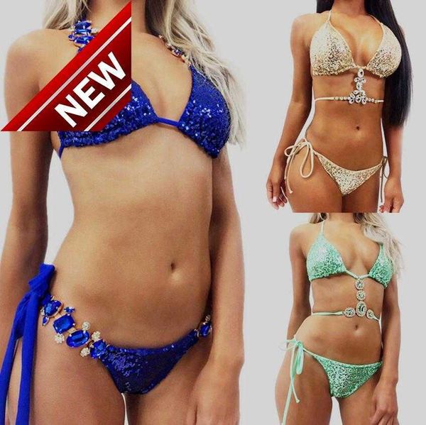 new sequins rhinestone bikini set crystal swimwear halter bandage diamond swimsuit padded bathing suit beach swimminge, White;black
new sequins rhinestone bikini set crystal swimwear halter bandage diamond swimsuit padded bathing suit beach swimminge, White;black