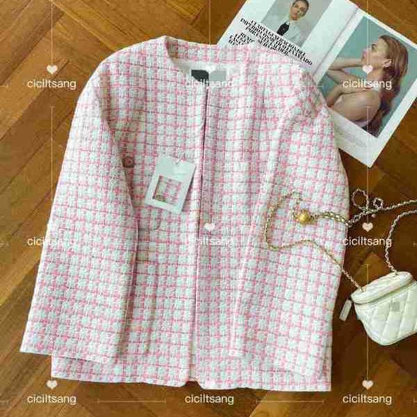 women's wool & blends designer spring summer new pink plaid round neck straight tube temperament commuter woven coat tlpu, Black
women's wool & blends designer spring summer new pink plaid round neck straight tube temperament commuter woven coat tlpu, Black