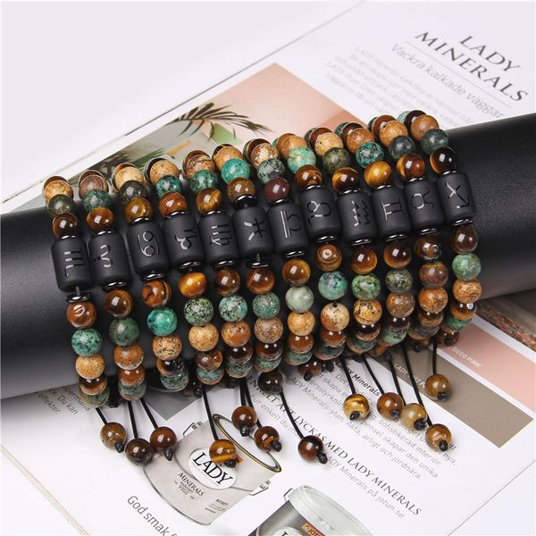 high standard adjustable 12 zodiac bracelet 8mm natural african turquoise 7 chakras beaded bracelet, Black
high standard adjustable 12 zodiac bracelet 8mm natural african turquoise 7 chakras beaded bracelet, Black