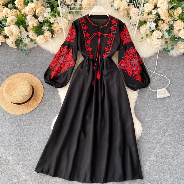 casual dresses women's spring and autumn high waist pleated dress full matching dress bohemian embroidered flower o-neck lantern sleeve, Black;gray
casual dresses women's spring and autumn high waist pleated dress full matching dress bohemian embroidered flower o-neck lantern sleeve, Black;gray