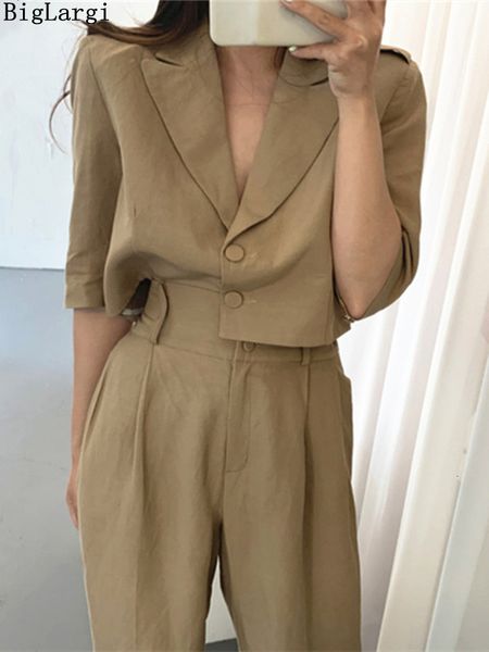 womens two piece pants spring summer woman sets 2 anklelength wide leg high waist casual single breasted suit 230407, White
womens two piece pants spring summer woman sets 2 anklelength wide leg high waist casual single breasted suit 230407, White