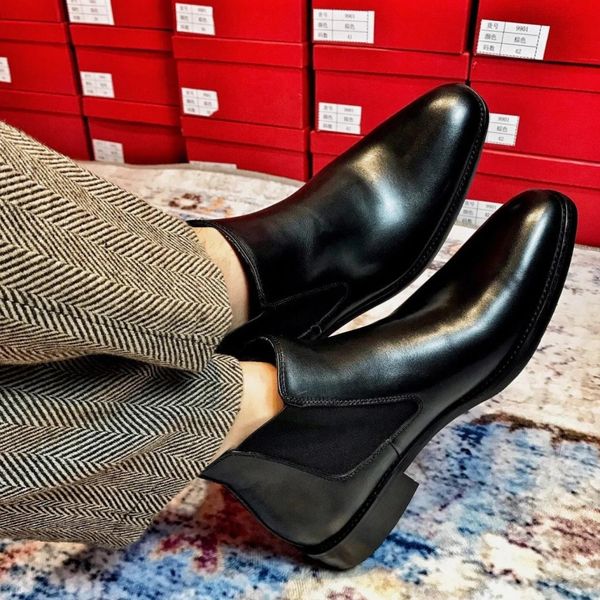 new genuine leather brown chelsea boots for men black square toe business men short boots split leather men boots
new genuine leather brown chelsea boots for men black square toe business men short boots split leather men boots