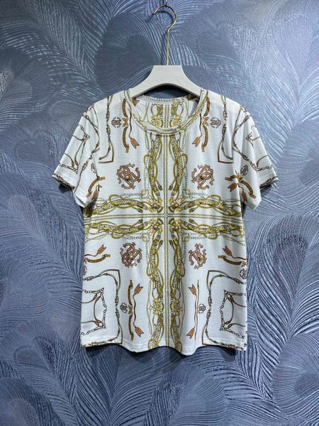 women's t-shirt beaded t-shirt printed short sleeve fashion loose pullover versatile trend, White
women's t-shirt beaded t-shirt printed short sleeve fashion loose pullover versatile trend, White