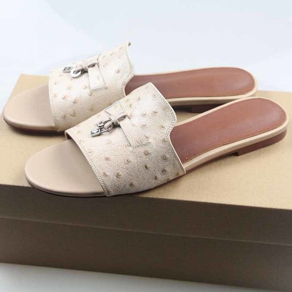 slippers lp leather women summer sandals ostrich flat large size vacation women s shoes 230407, Black
slippers lp leather women summer sandals ostrich flat large size vacation women s shoes 230407, Black
