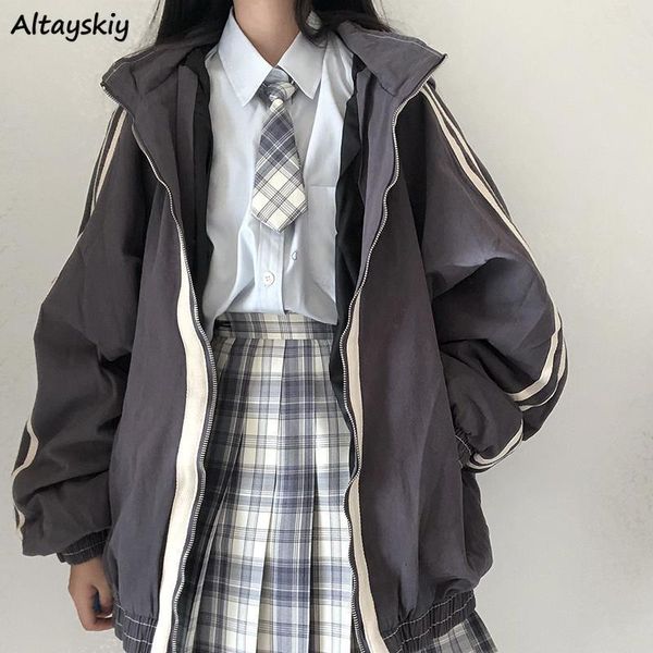 women's jacket's jackets spring autumn women preppy student baggy stand collar zipper coats allmatch baseball tooling patchwork ou, Black;brown
women's jacket's jackets spring autumn women preppy student baggy stand collar zipper coats allmatch baseball tooling patchwork ou, Black;brown
