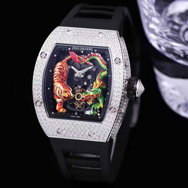 luxury milles richards men's flywheel mechanical watch dragon tiger diamond full sky star personality fashion cutout atmosphere tape ti, Slivery;black
luxury milles richards men's flywheel mechanical watch dragon tiger diamond full sky star personality fashion cutout atmosphere tape ti, Slivery;black