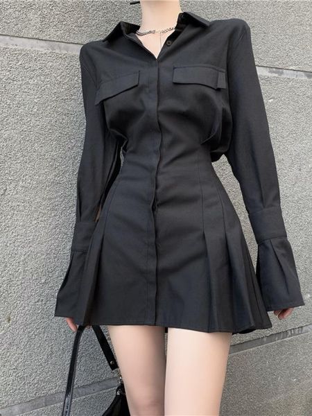 casual dresses houzhou black shirt dress women's elegant vintage long sleeve dress gothic pleated street clothing lapel casual robe 230, Black;gray
casual dresses houzhou black shirt dress women's elegant vintage long sleeve dress gothic pleated street clothing lapel casual robe 230, Black;gray