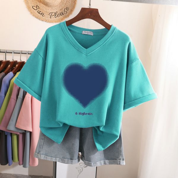 women's t-shirt ebaihui 100% cotton l-6xl t-shirt plus size t-shirt short sleeve women's summer heart print couple v-neck large t-, White
women's t-shirt ebaihui 100% cotton l-6xl t-shirt plus size t-shirt short sleeve women's summer heart print couple v-neck large t-, White