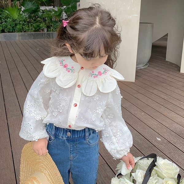 kids shirts 2023 girls 3d embroidered flowers cotton fashion elegant girl princess birthday cardigan jackets child clothes 230406, White;black 
kids shirts 2023 girls 3d embroidered flowers cotton fashion elegant girl princess birthday cardigan jackets child clothes 230406, White;black