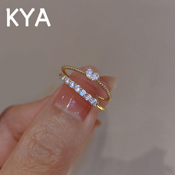 fashion 2pcs crystal heart wedding band rings for women engagement gold color female luxury fine resizable ring party jewerly, Golden;silver
fashion 2pcs crystal heart wedding band rings for women engagement gold color female luxury fine resizable ring party jewerly, Golden;silver