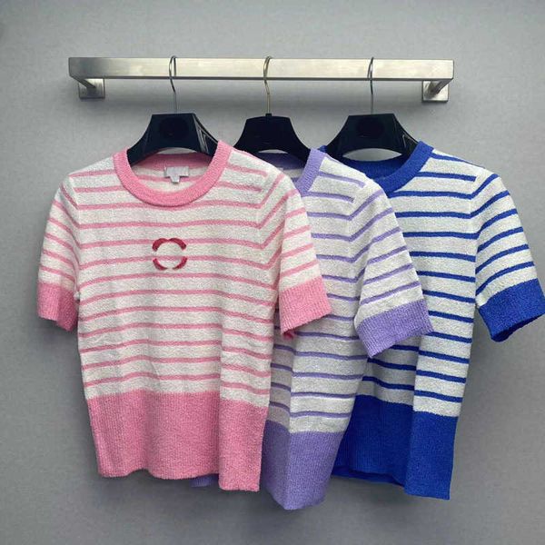 luxury goods women's knits tees small fragrant stripe flocking knitted short sleeve 2023 summer product sweet fit slim and versatile fo, White
luxury goods women's knits tees small fragrant stripe flocking knitted short sleeve 2023 summer product sweet fit slim and versatile fo, White