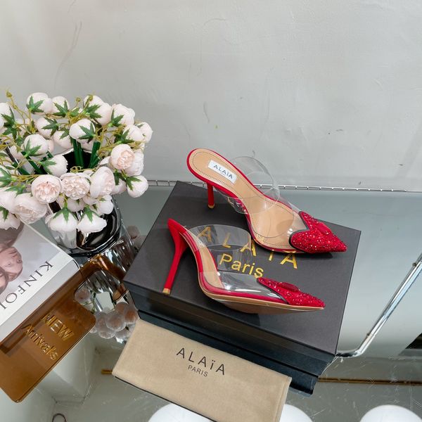 women shoes alaia heart mules in suede goatskin with crystals .5cm high heels fashion designer pvc 35-42, Black
women shoes alaia heart mules in suede goatskin with crystals .5cm high heels fashion designer pvc 35-42, Black