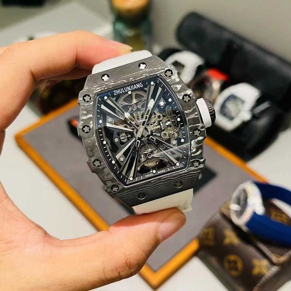 luxury milles richards men's carbon fiber flywheel mechanical watch hollow out personality fashion atmosphere tape tide technology glow, Slivery;black
luxury milles richards men's carbon fiber flywheel mechanical watch hollow out personality fashion atmosphere tape tide technology glow, Slivery;black