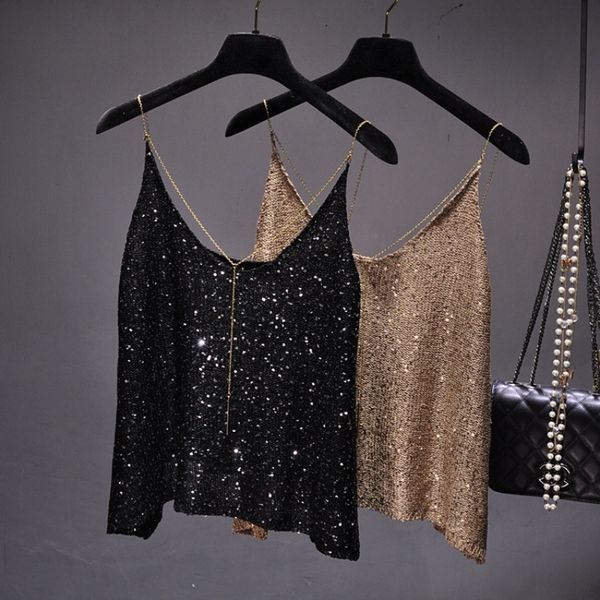 camisoles tanks summer spaghetti strap sequin v-neck tank metal chain u-shaped back girls' casual loose tank coat 230407, Black;white
camisoles tanks summer spaghetti strap sequin v-neck tank metal chain u-shaped back girls' casual loose tank coat 230407, Black;white