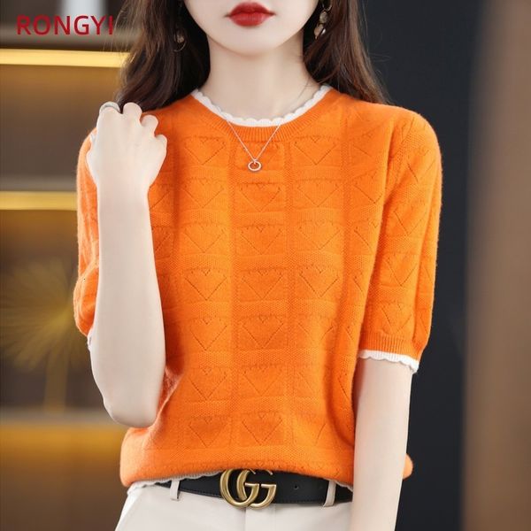 women's t-shirt rongyi spring/summer women's t-shirt short sleeve 100% merino wool o-neck drawn hollow selling knitted 230407, White
women's t-shirt rongyi spring/summer women's t-shirt short sleeve 100% merino wool o-neck drawn hollow selling knitted 230407, White