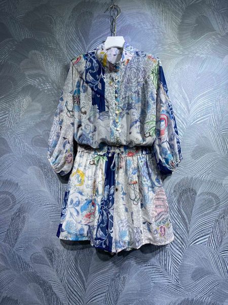 palace style retro dress 2023 spring and autumn style lapel printed lantern sleeve lace up waist single breasted dress, White
palace style retro dress 2023 spring and autumn style lapel printed lantern sleeve lace up waist single breasted dress, White