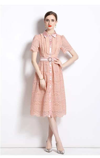 2023 casual dresses luxury runway pink embroidery mesh dress robe women's lapel collar short sleeve high waist midi dress with belt ves, Black;gray
2023 casual dresses luxury runway pink embroidery mesh dress robe women's lapel collar short sleeve high waist midi dress with belt ves, Black;gray