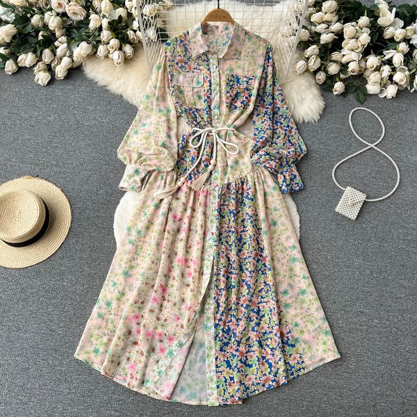 2023 casual dresses spring autumn women fashion runway long dress lantern sleeve with belt floral print shirts style loose dresses, Black;gray
2023 casual dresses spring autumn women fashion runway long dress lantern sleeve with belt floral print shirts style loose dresses, Black;gray