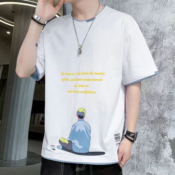 student short sleeved t-shirt for boys summer pure cotton casual loose t-shirt, White;black
student short sleeved t-shirt for boys summer pure cotton casual loose t-shirt, White;black