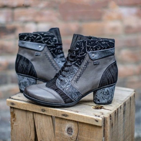 boot s fall vintage print grey ladies plus size mid heel ankle side zip booties botas de mujer 230407, Black
boot s fall vintage print grey ladies plus size mid heel ankle side zip booties botas de mujer 230407, Black