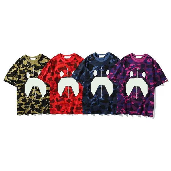 

Tees T Shirts Mens T-shirts Womens Leopard Print Zipper Decoration Letters Summer Trend Polos Tshirt Shorts Sleeves Clothes Asian Size M-3XL, No.2