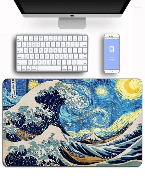 Image of Mouse Pads Wrist Rests Large Pad The Great Wave Of Kanagawa Gaming Mousepad Rubber AntiSlip Keyboard Mats Computer Carpet Table9267933
