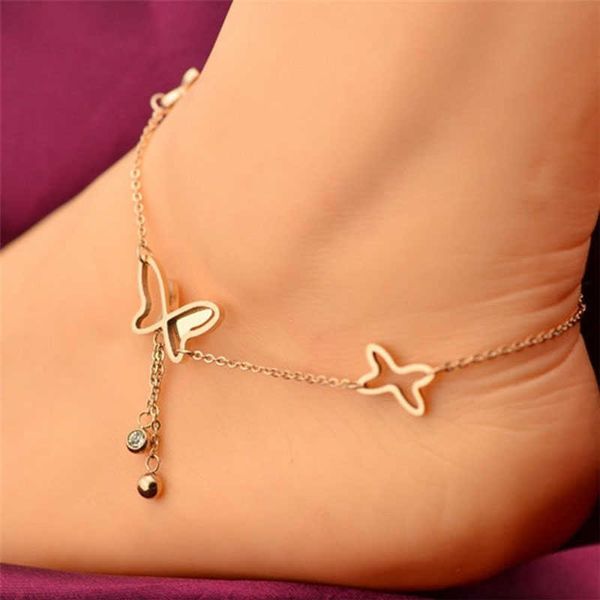

anklets charm butterfly feet anklet jewelry fashion double chains anklets summer yoga beach leg bracelet handmade anklet for women aa230406, Red;blue