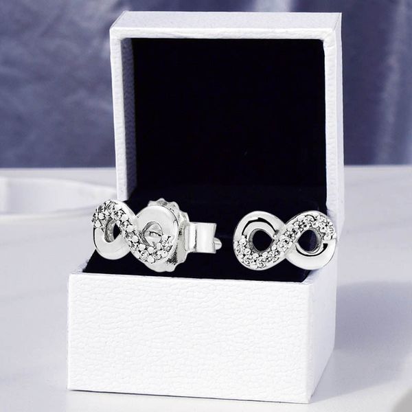 sparkling infinity stud earrings 925 sterling silver for pandora cz diamond wedding designer earring set for women girlfriend gift cute earr, Golden;silver 
sparkling infinity stud earrings 925 sterling silver for pandora cz diamond wedding designer earring set for women girlfriend gift cute earr, Golden;silver