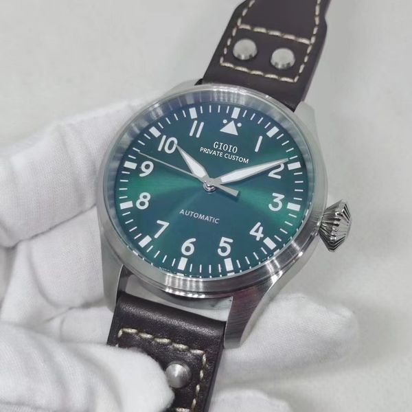 43mm mens automatic mechanical watch blue brown black leather big pilots rubber stainless steel luminous, Slivery;brown
43mm mens automatic mechanical watch blue brown black leather big pilots rubber stainless steel luminous, Slivery;brown
