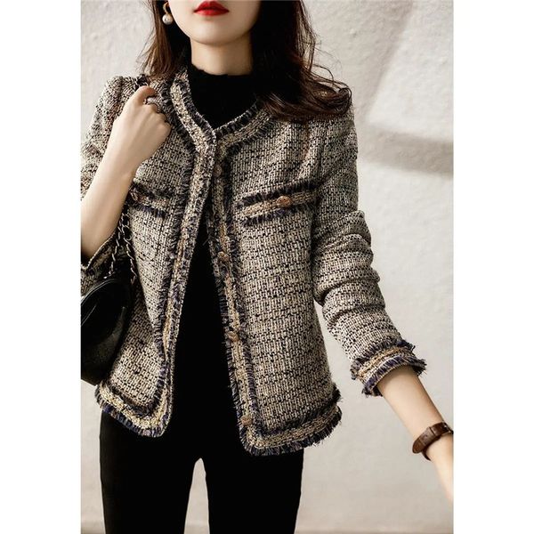 women's jacket's jackets french style small fragrance coat tweed short female autumn outwear temperament overcoat ladies 230406, Black;brown
women's jacket's jackets french style small fragrance coat tweed short female autumn outwear temperament overcoat ladies 230406, Black;brown