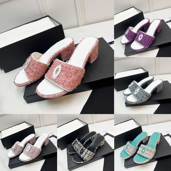 women's platform sandals tweed plaid woven slippers chunky mid heel 5cm slide fashion designer luxury high heels flip flops shoes embro, Black
women's platform sandals tweed plaid woven slippers chunky mid heel 5cm slide fashion designer luxury high heels flip flops shoes embro, Black