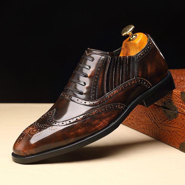men business dress shoes pu lace-up low-heeled british bullock carved breathable professional large size 37-48 oxford shoes, Black
men business dress shoes pu lace-up low-heeled british bullock carved breathable professional large size 37-48 oxford shoes, Black