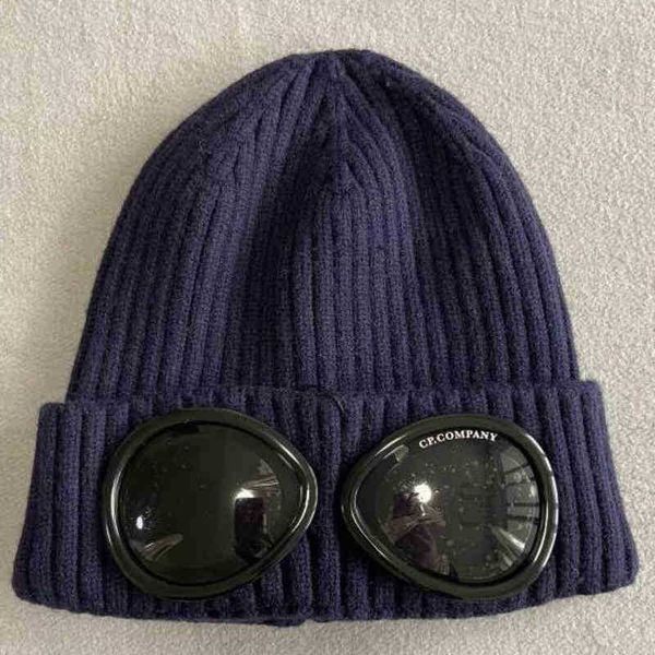 Bonnet Beanie Hat Cp Bonnet Designer Scarf Beanie Hat Cp Two Lens Glasses Gog, Two glasses navy blue