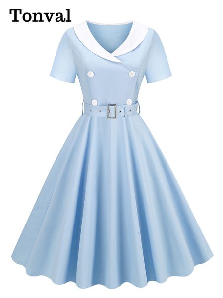 casual dresses tonval 1950s women's vintage apparel shawl neckline double chest belt elegant dress short sleeve cotton long dress 23040, Black;gray
casual dresses tonval 1950s women's vintage apparel shawl neckline double chest belt elegant dress short sleeve cotton long dress 23040, Black;gray