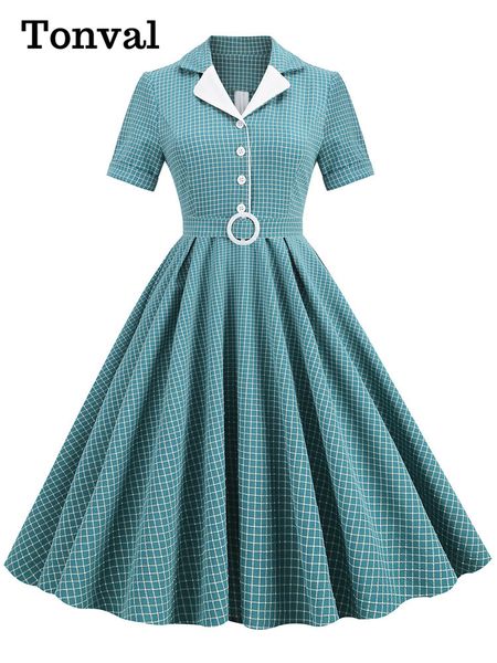 casual dresses tonval notched neckline button with vintage plain midi dress elegant women's short sleeve 50s cotton turquoise swing dre, Black;gray
casual dresses tonval notched neckline button with vintage plain midi dress elegant women's short sleeve 50s cotton turquoise swing dre, Black;gray