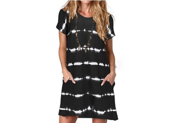women's casual summer t-shirt dress loose short sleeve belted waist dress with pocket, Black;gray
women's casual summer t-shirt dress loose short sleeve belted waist dress with pocket, Black;gray