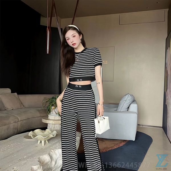 t-shirt 2023 new stripe casual short wide leg pants set a set -m, Black
t-shirt 2023 new stripe casual short wide leg pants set a set -m, Black