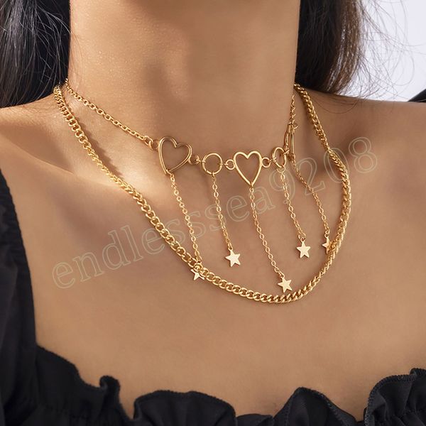 boho star pendant collar necklace women's 2023 multi-layer gold color metal hollow heart necklaces girl fashion charm jewelry, Silver
boho star pendant collar necklace women's 2023 multi-layer gold color metal hollow heart necklaces girl fashion charm jewelry, Silver