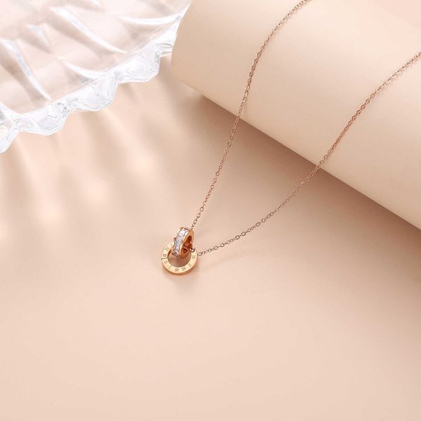 rose gold corroded stainless steel white zircon necklace real diamond double ring necklace tiktok net red live tape certificate, Silver
rose gold corroded stainless steel white zircon necklace real diamond double ring necklace tiktok net red live tape certificate, Silver