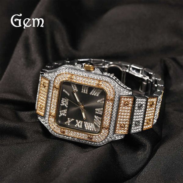 hip hop roman scale quartz watches fashion full of diamonds square dial men's watches, Slivery;brown
hip hop roman scale quartz watches fashion full of diamonds square dial men's watches, Slivery;brown