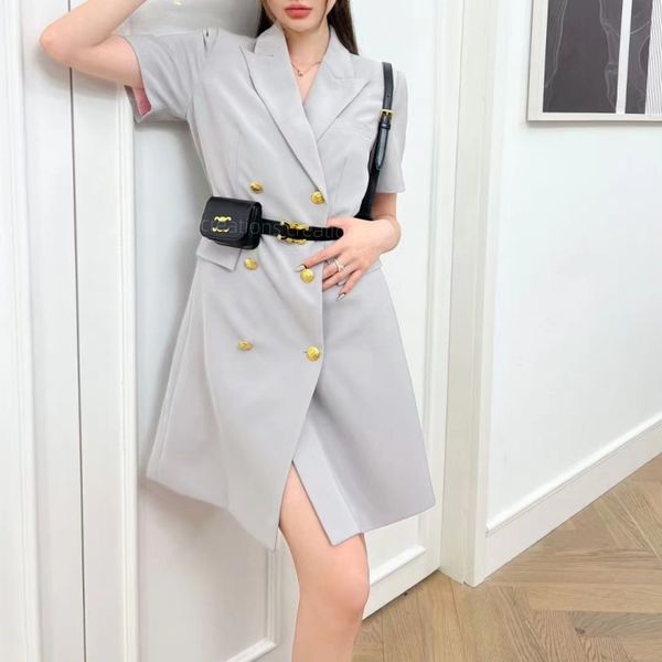 women's dress short skirts 2023 summer designer luxury label professional suit dress with belt satchel slim-fit dress, Black;gray
women's dress short skirts 2023 summer designer luxury label professional suit dress with belt satchel slim-fit dress, Black;gray