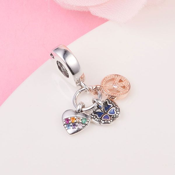 925 sterling silver two-tone rainbow heart, butterfly & peace dangle bead fits european jewelry pandora style charm bracelets, Black
925 sterling silver two-tone rainbow heart, butterfly & peace dangle bead fits european jewelry pandora style charm bracelets, Black