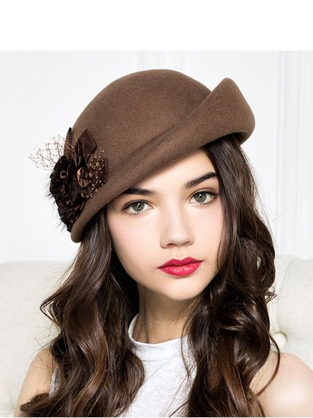 berets 100 wool felt women autumn and winter party gauze flower formal hat banquet grace woolen hats 230407, Blue;gray
berets 100 wool felt women autumn and winter party gauze flower formal hat banquet grace woolen hats 230407, Blue;gray